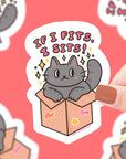 If I Fits, I Sits! Cat in Box Vinyl Sticker