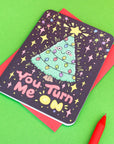 You Turn Me On Christmas Tree Holiday Greeting Card