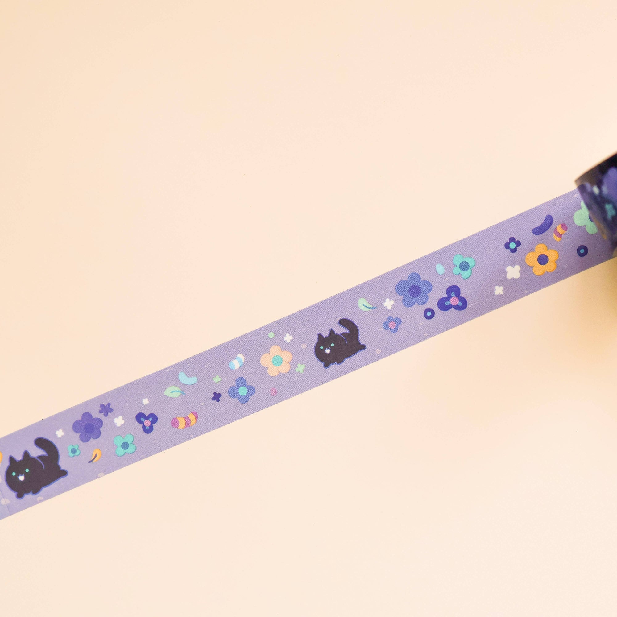 Floral Black Cat PET Tape