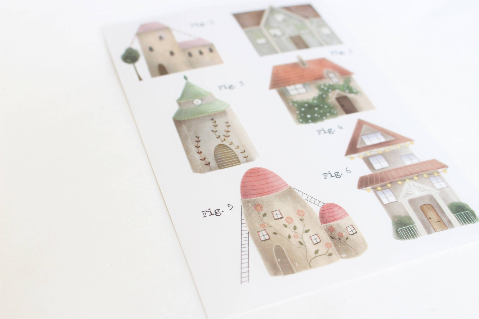 Whimsical Houses Rub-On Sticker Sheet