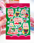 Happy Holidays Christmas Bears Sticker Sheet