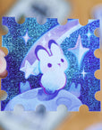 Rabbit in Outerspace Stamp vinyl sticker