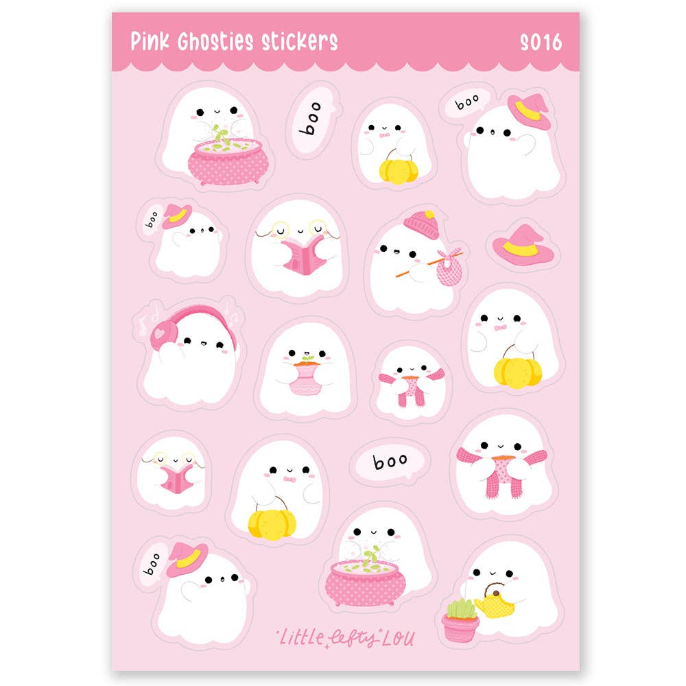 Pink Ghosties Holographic Sticker Sheet