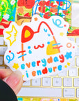Everyday I Endure Cat Vinyl Sticker