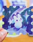 Rabbit in Outerspace Stamp vinyl sticker