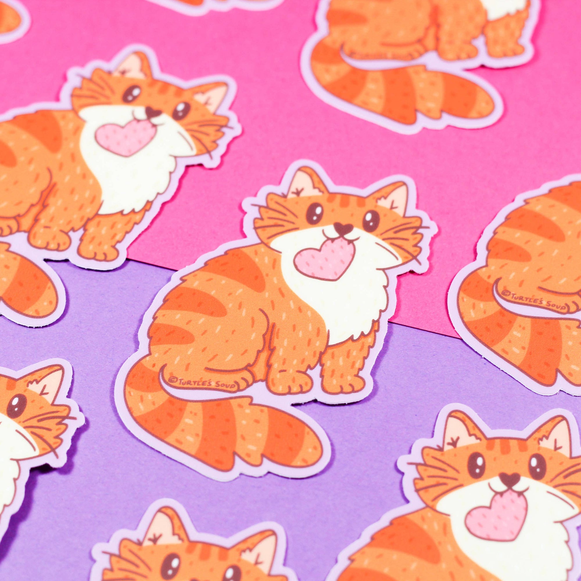 Love Tabby Cat Vinyl Sticker