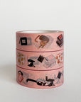 Pink Cats & Books Washi Tape