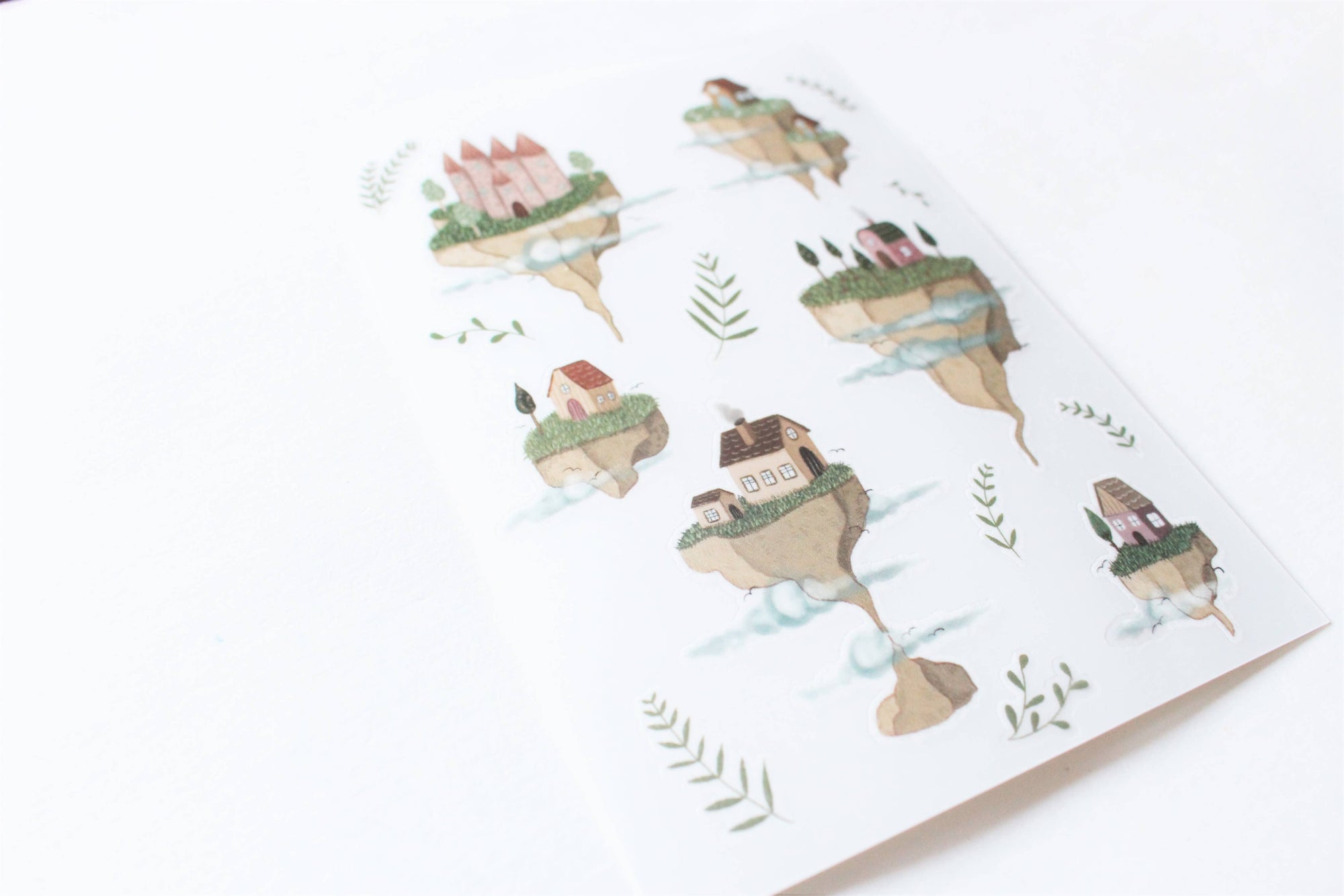 Floating Houses Rub-On Sticker Set