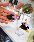 Witch’s Black Cat Acetate Dangle Earrings