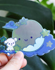 Holographic Fluffy and the Moon Vinyl Sticker