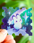 Rabbit in Outerspace Stamp vinyl sticker