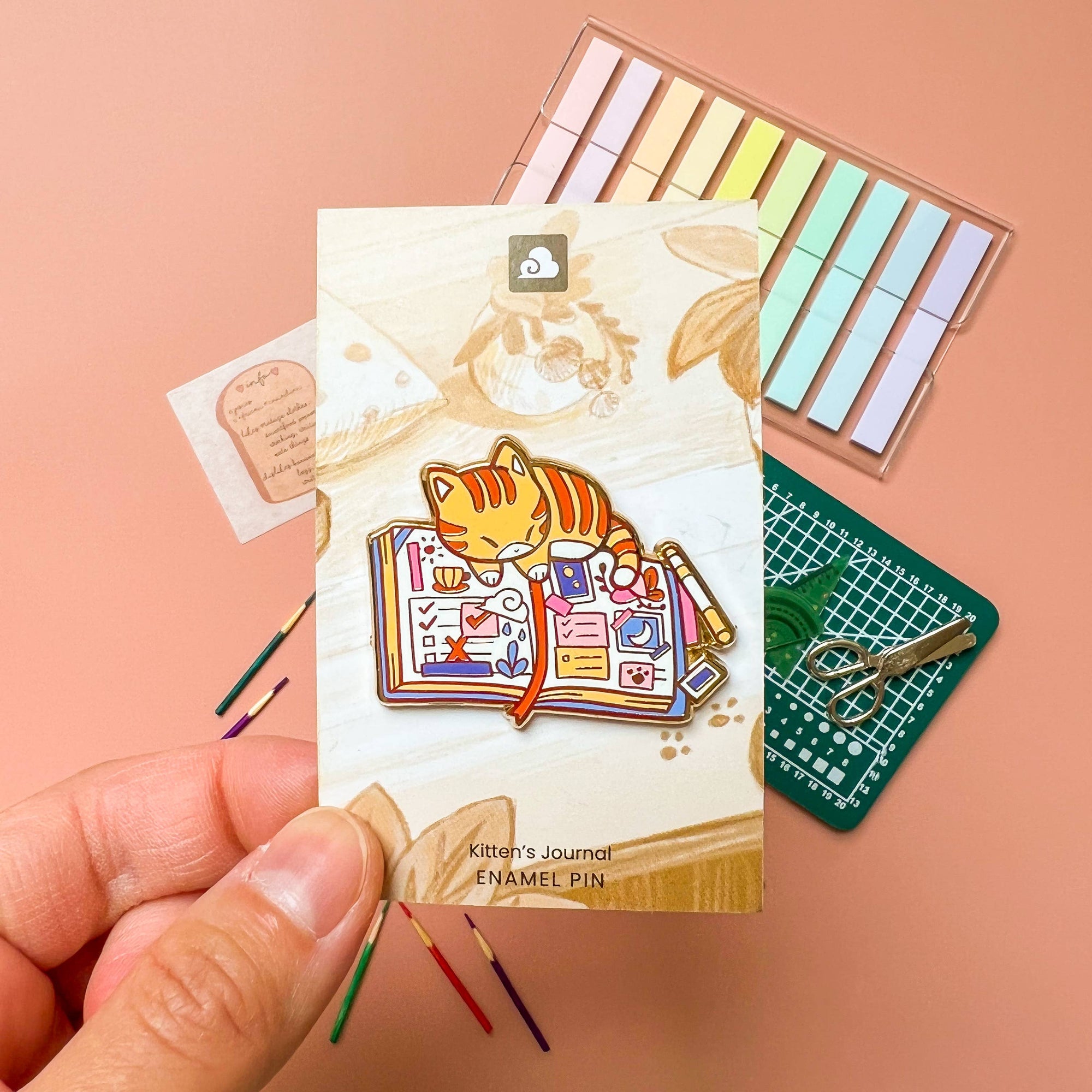 Kitten's Journal Enamel Pin