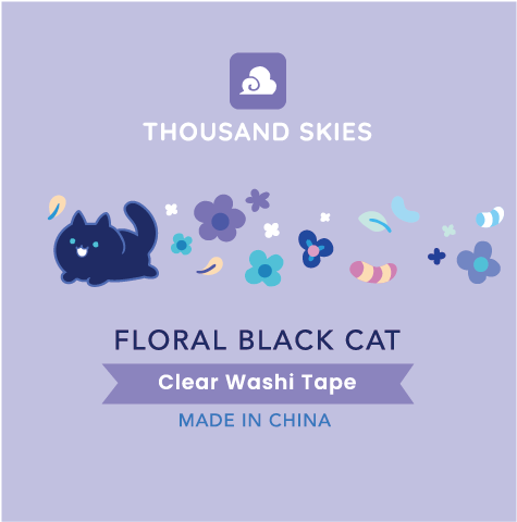 Floral Black Cat PET Tape
