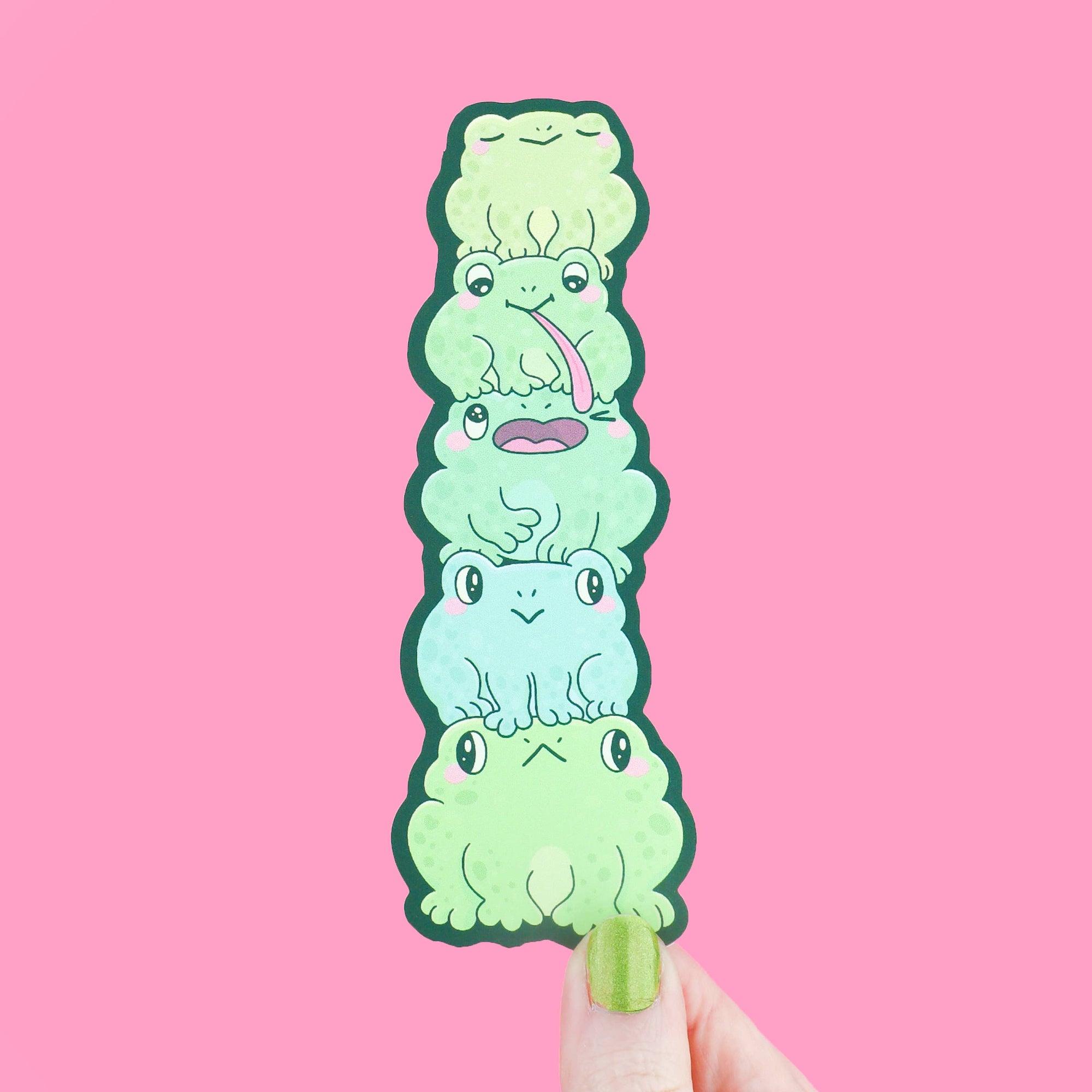 Frog Stack Double-Sided Bookmark