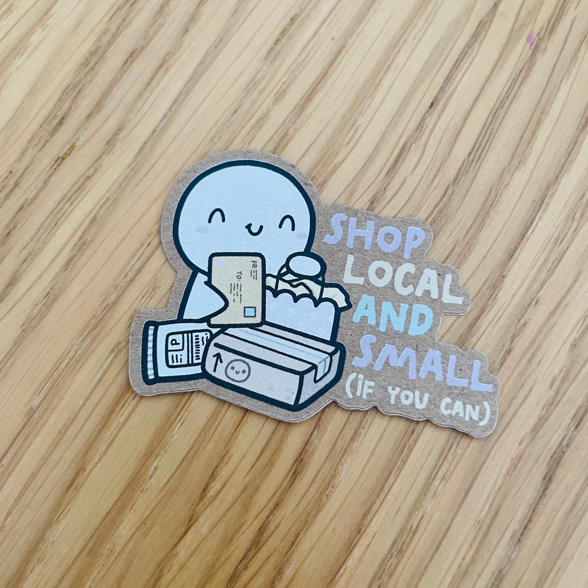 Shop Local and Small Emoti Vinyl Sticker