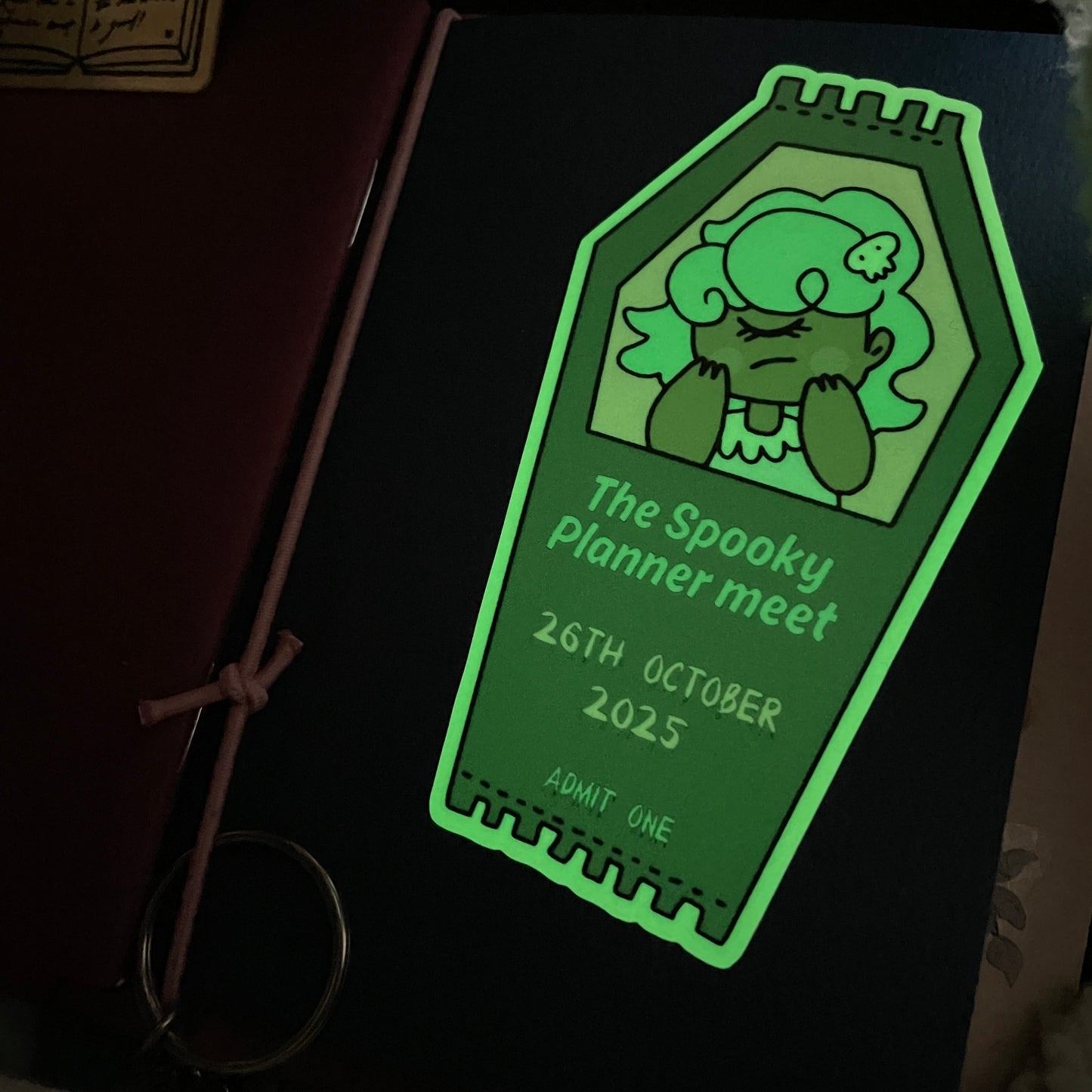 Glow in the dark Spooky Planner meet ticket sticker