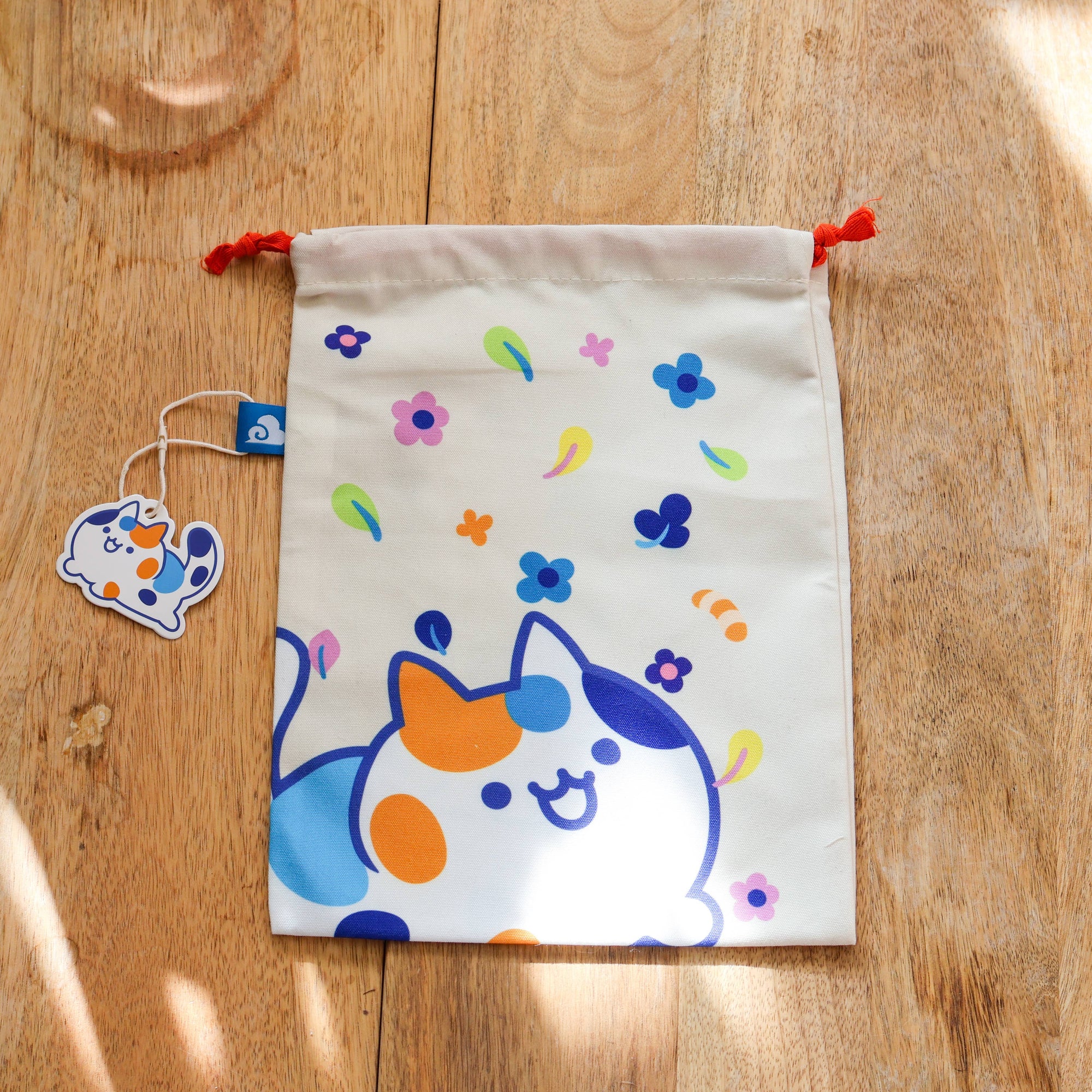 Drawstring Pouch Bag - Floral Calico
