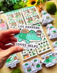 Life Happens, Coffee Helps Vinyl Sticker