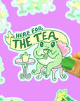 Here for the Tea Frog Vinyl Sticker