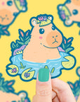 Capybara in the Pond Vinyl Sticker
