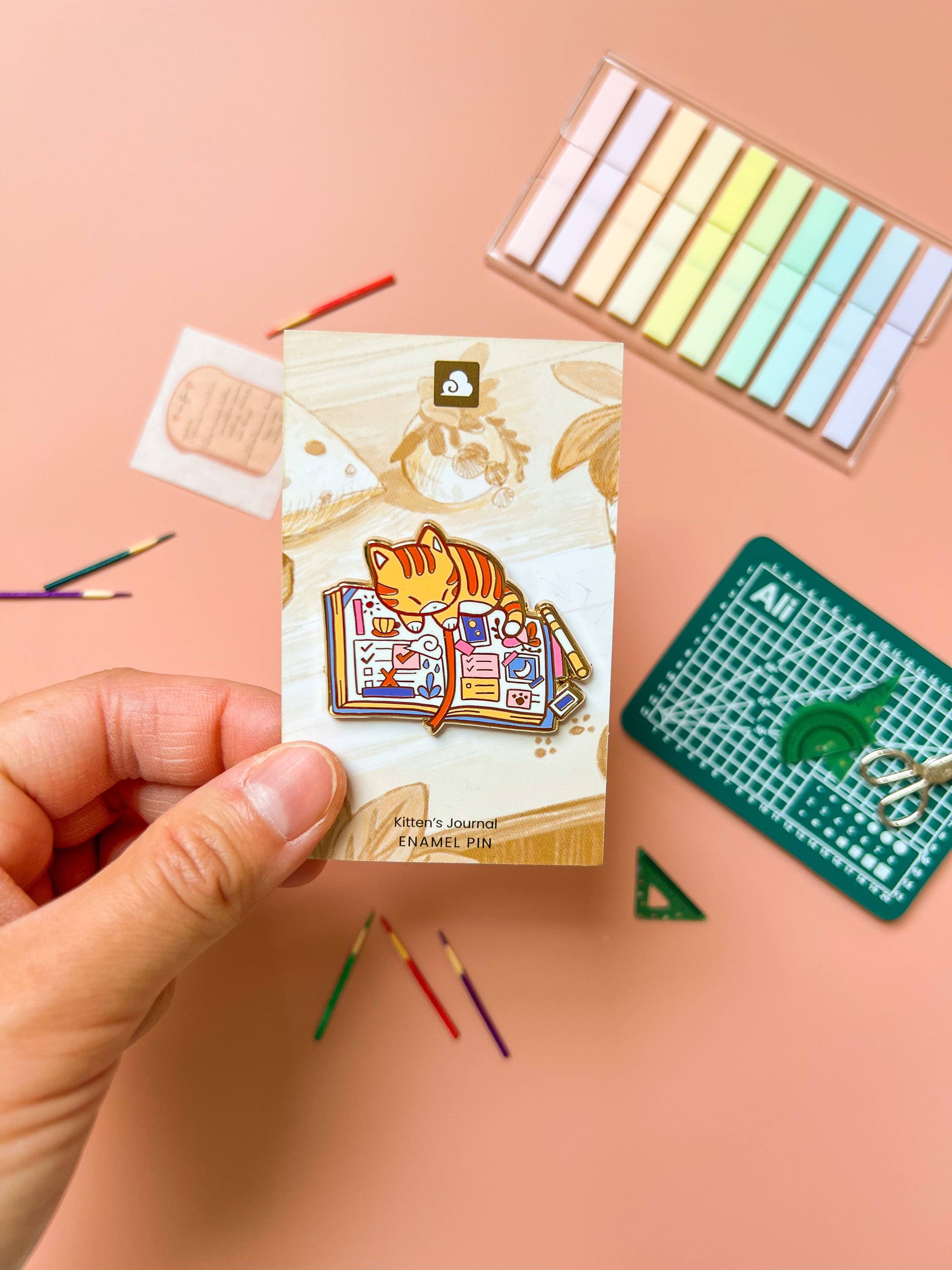 Kitten's Journal Enamel Pin