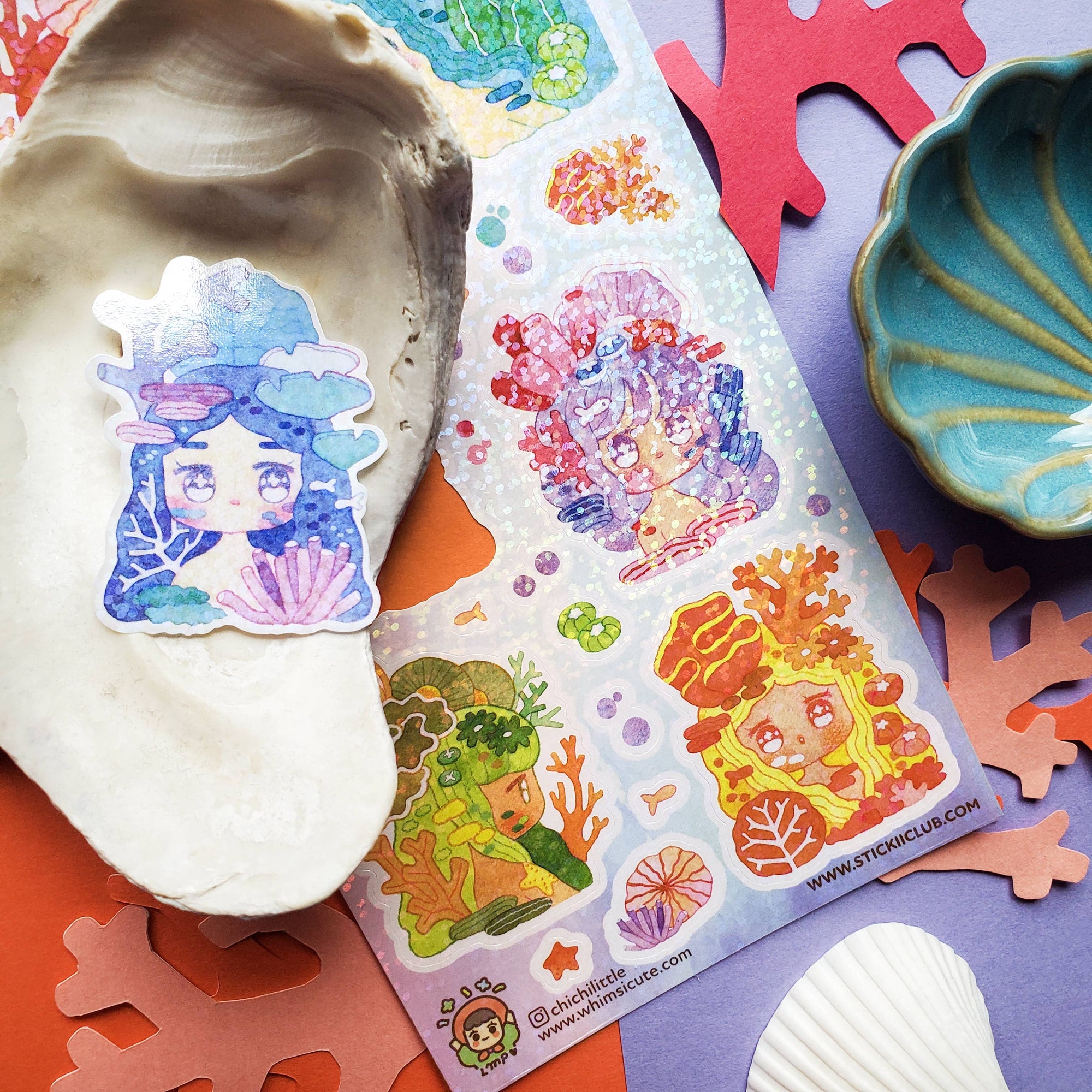 Colorful Coral Girls Sticker Sheet