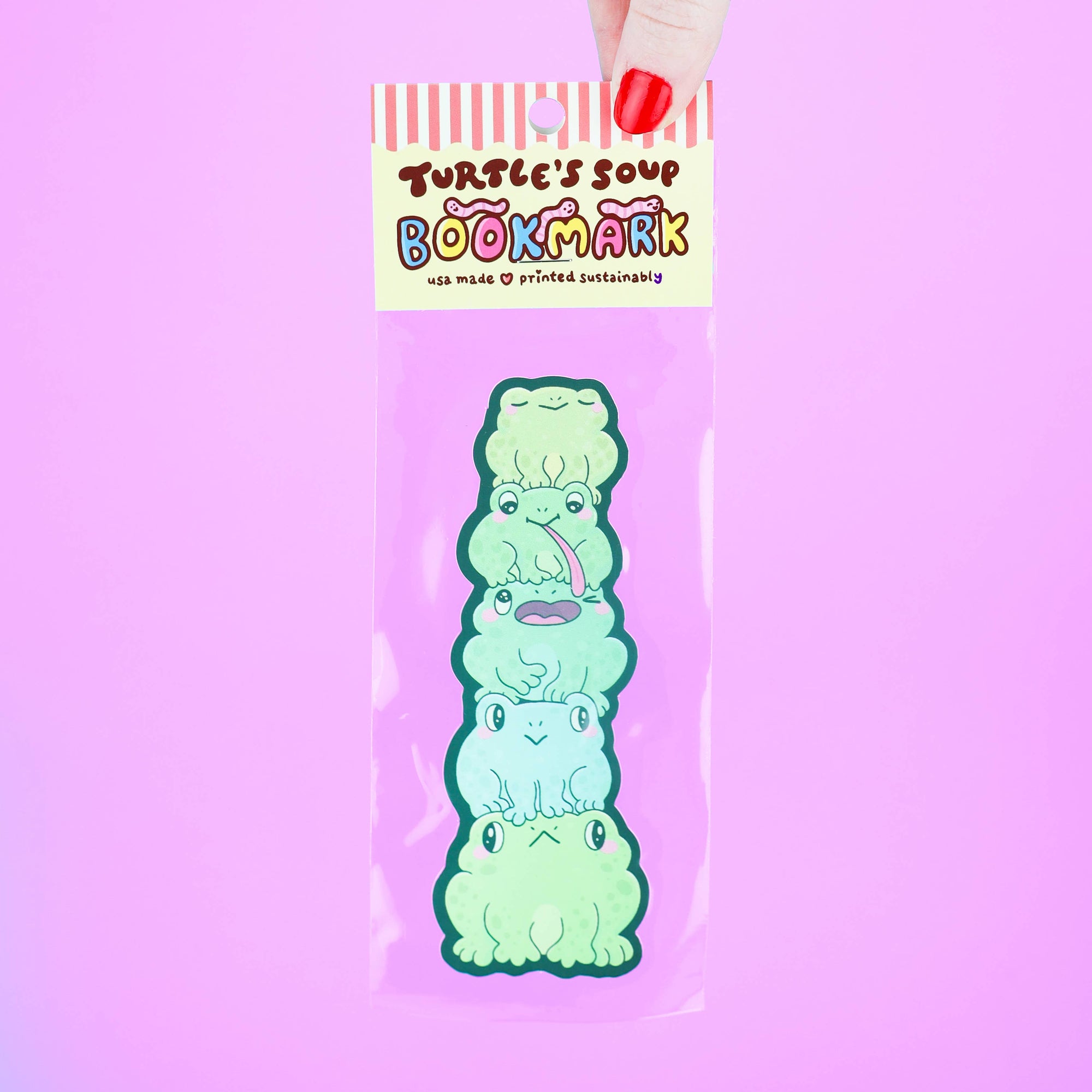 Frog Stack Double-Sided Bookmark
