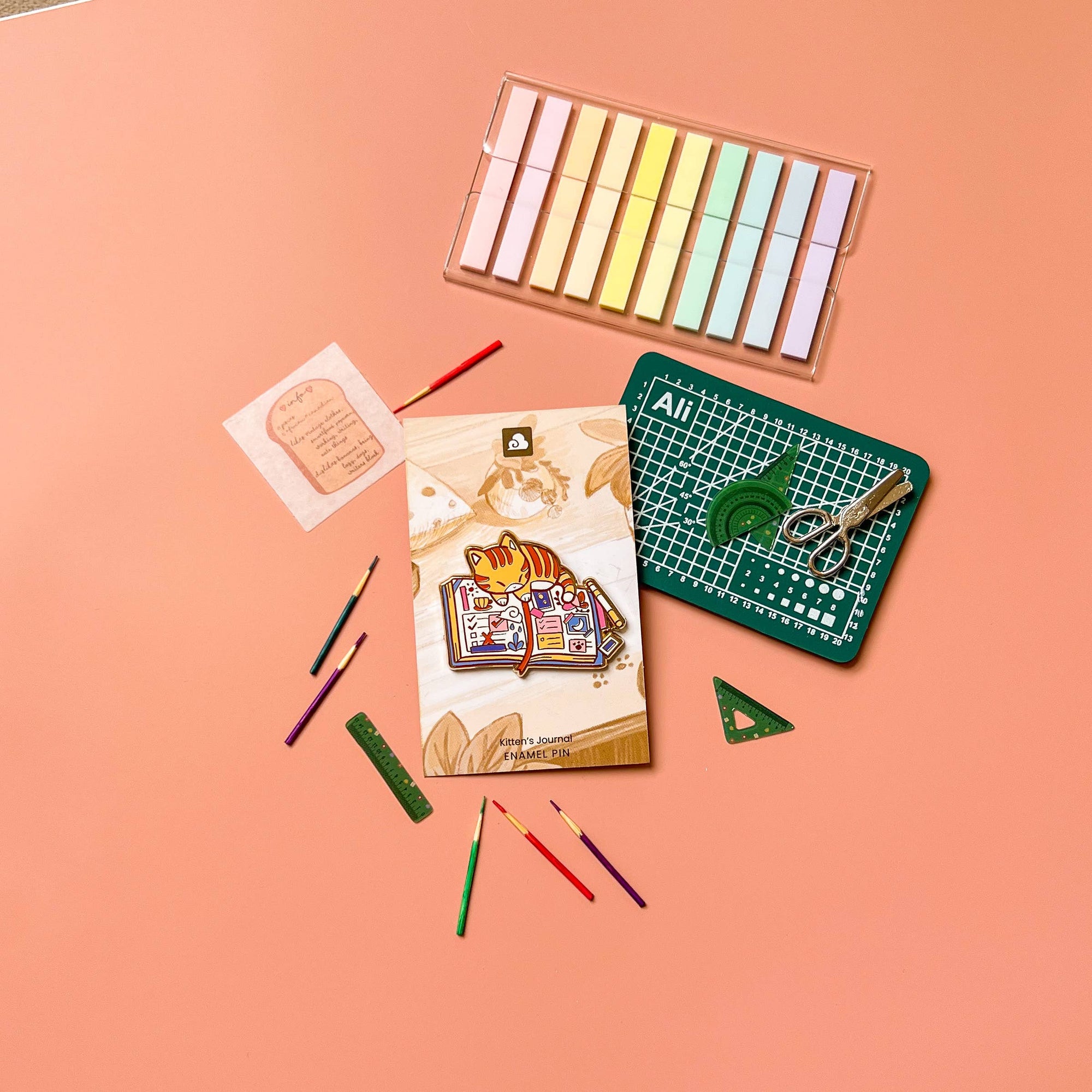 Kitten's Journal Enamel Pin