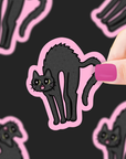 Scared Black Cat Sticker