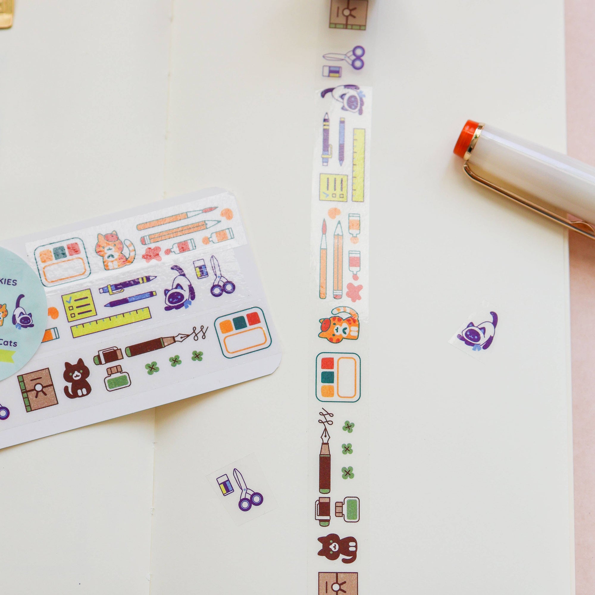 Brush, Pens, and Cats PET Tape