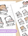 Self Care Bear Take a Bath Sticker Sheet
