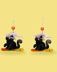 Witch’s Black Cat Acetate Dangle Earrings