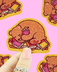 Sleepy Book Bear Holographic Vinyl Sticker