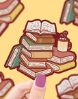 Cozy Book Stack Vinyl Sticker