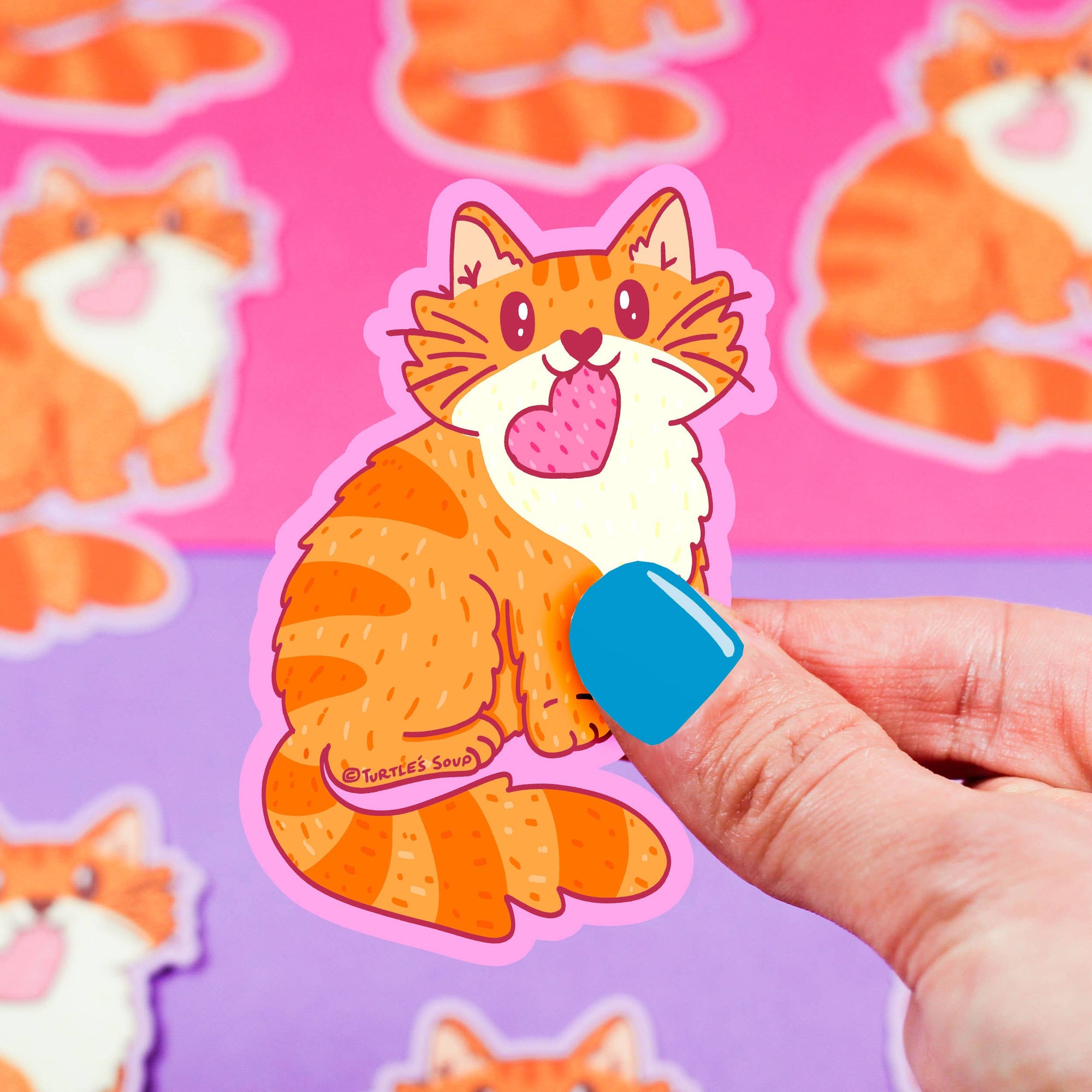 Love Tabby Cat Vinyl Sticker