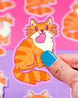 Love Tabby Cat Vinyl Sticker
