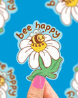 Bee Happy Vinyl Sticker