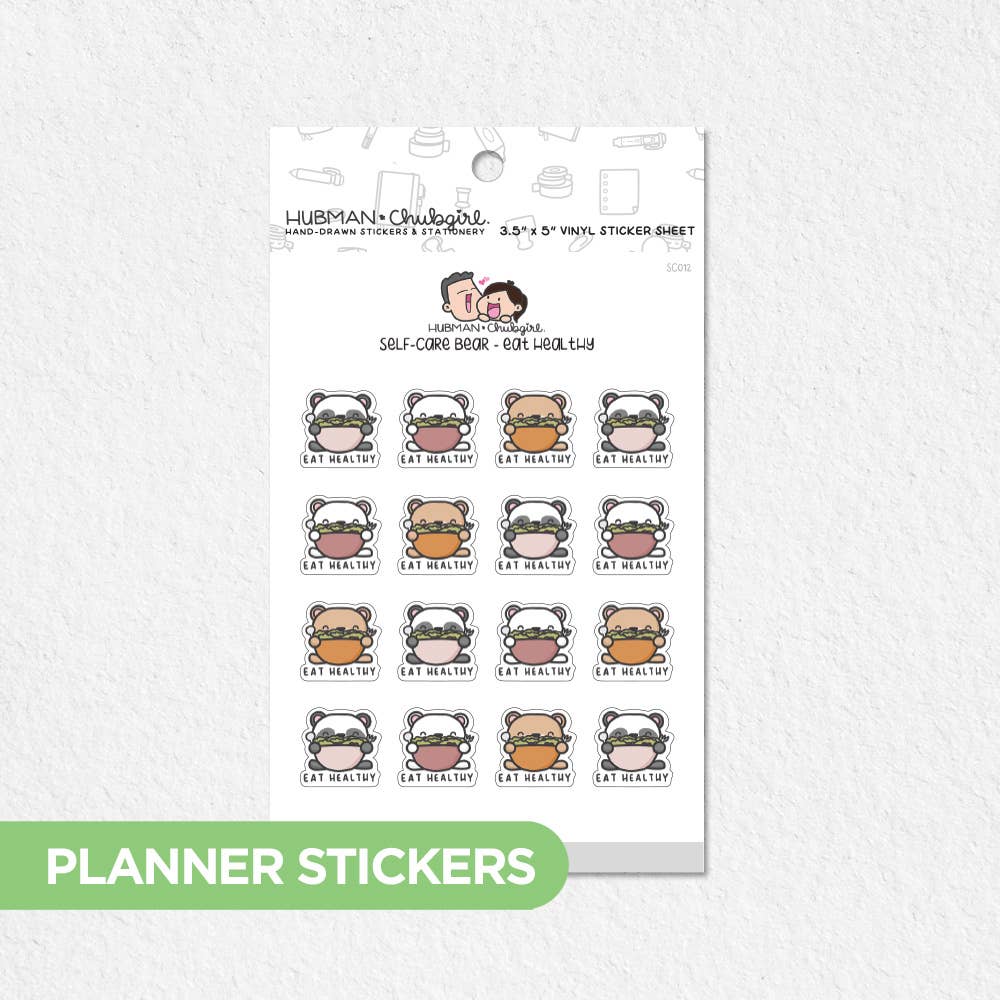 Self-Care Bear - Eat Healthy Planner Stickers