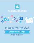 Floral White Cat PET Tape