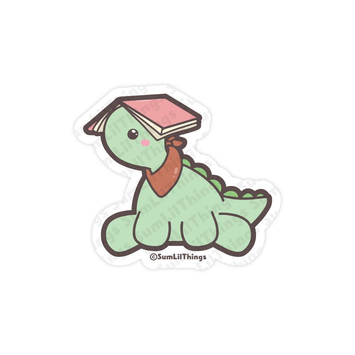 Dinosaur With Book Vinyl Sticker