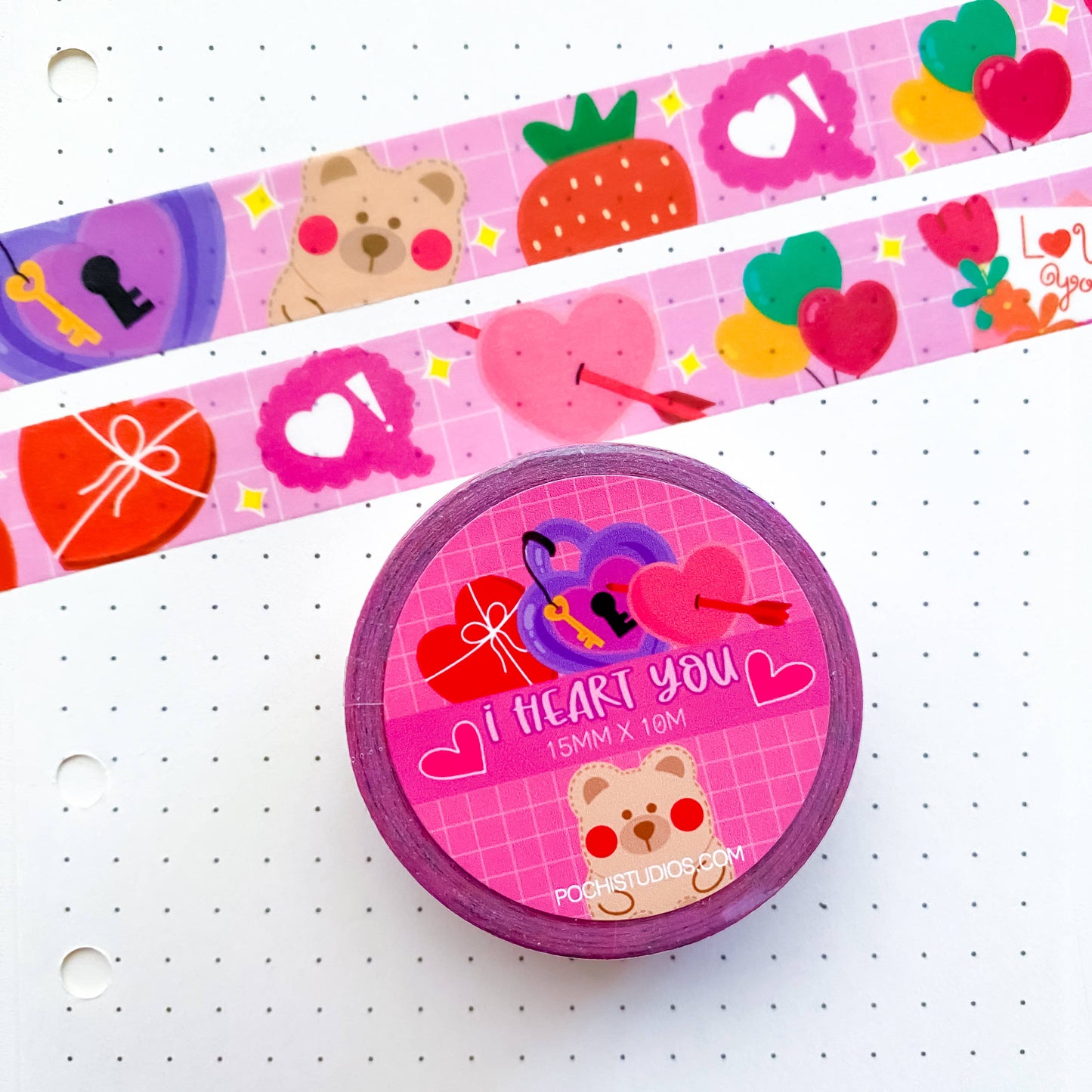 Valentine's Day Cute Pink Icons Decorative Washi Tape