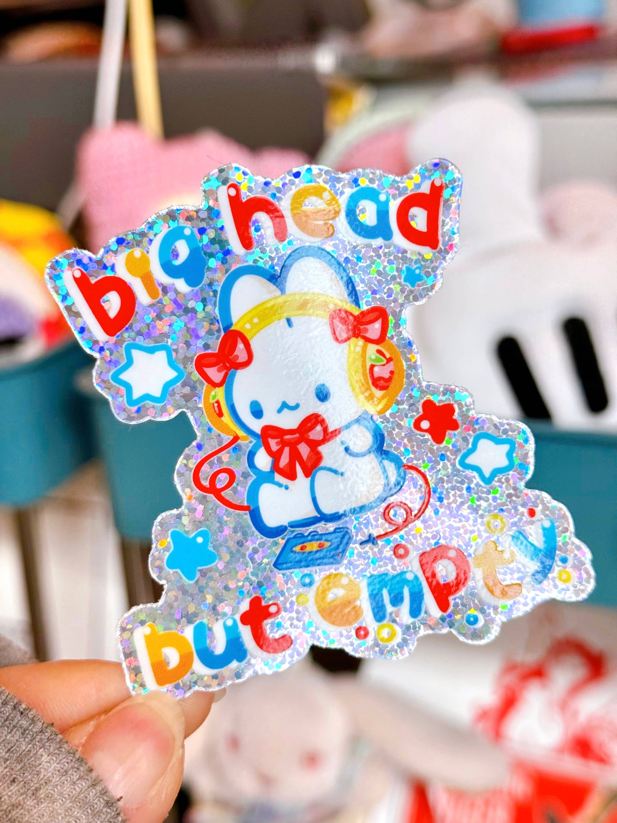 Big Head But Empty Bunny Glitter Sticker