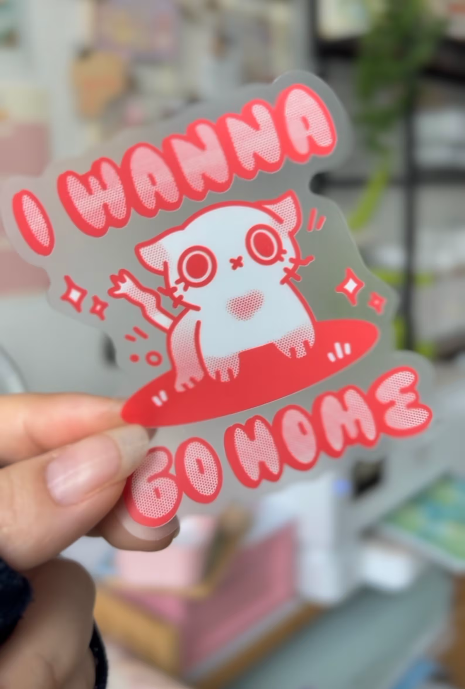 I Wanna Go Home Cat Clear Sticker
