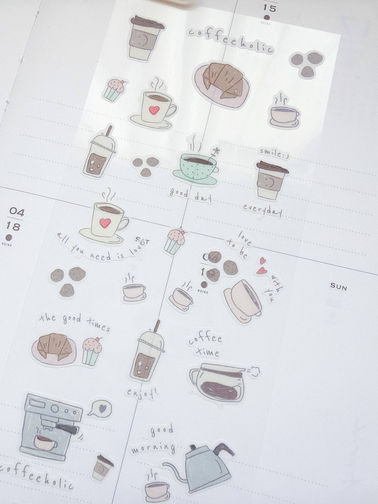 Coffeeholic Washi Sticker Sheet