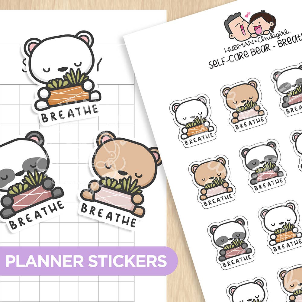 Self-Care Bear - Breathe Planner Stickers