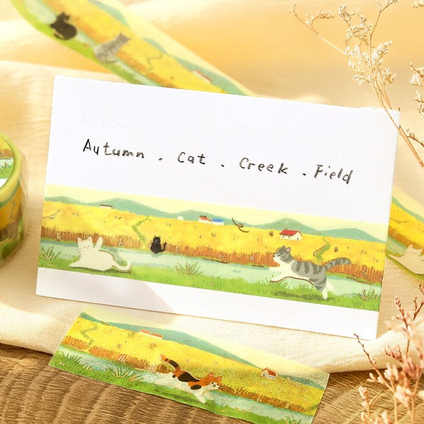 Wheat field cats washi tape: Card example