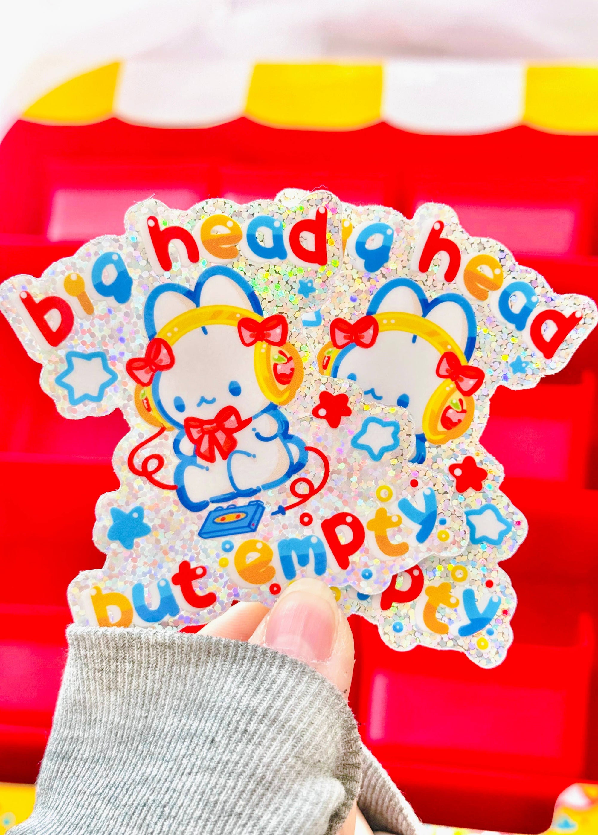 Big Head But Empty Bunny Glitter Sticker