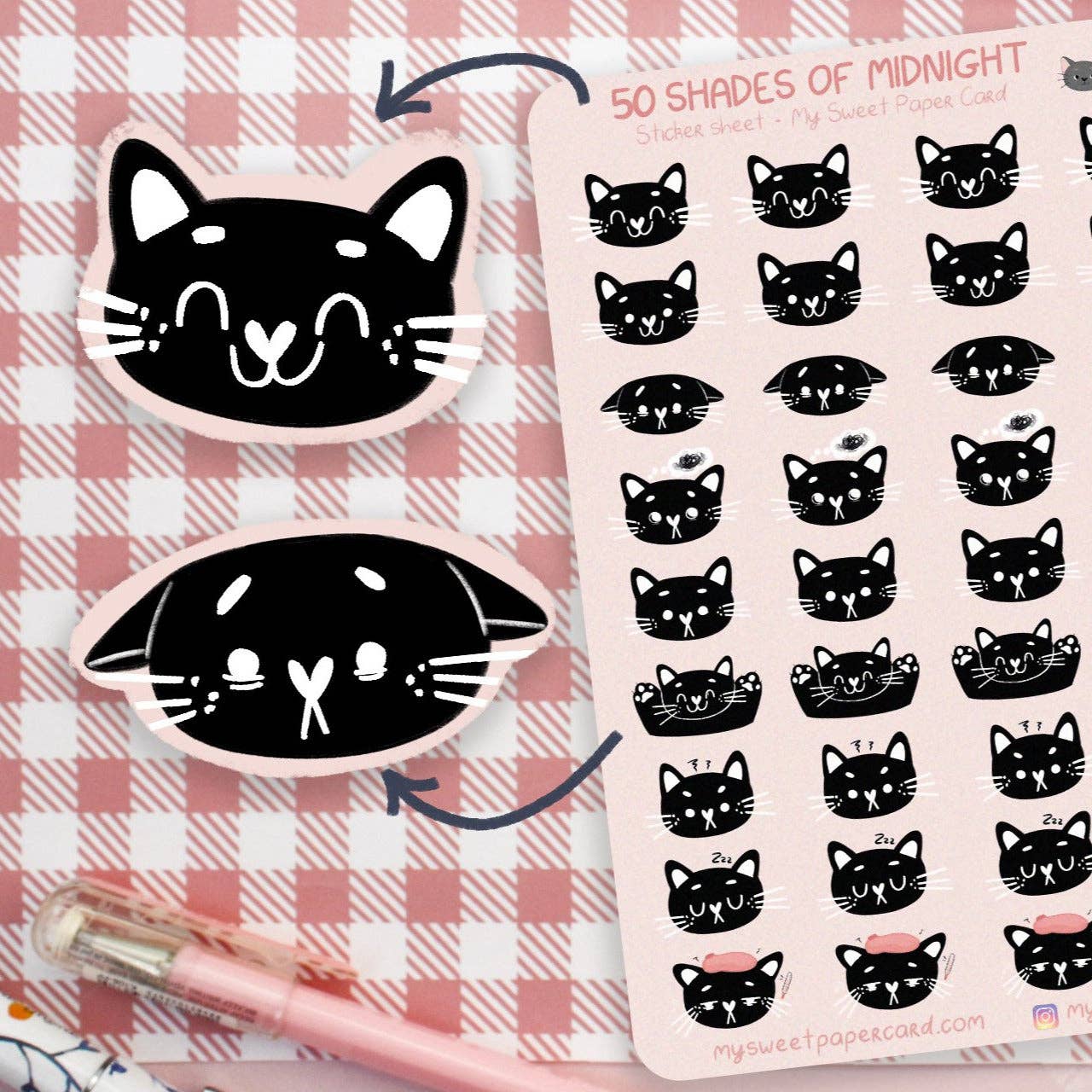 Midnight mood stickers - cat planner stickers