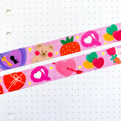 Valentine's Day Cute Pink Icons Decorative Washi Tape