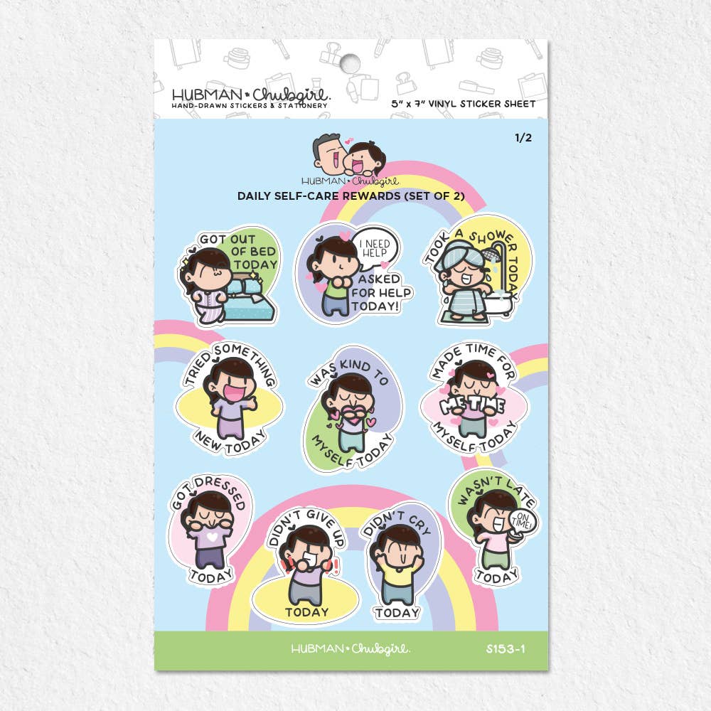 Sticker sheet - Daily Self-Care rewards (Set of 2)